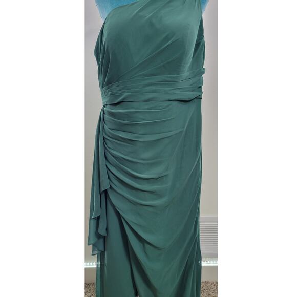 Azazie Green One Shoulder Dress - Picture 5 of 14